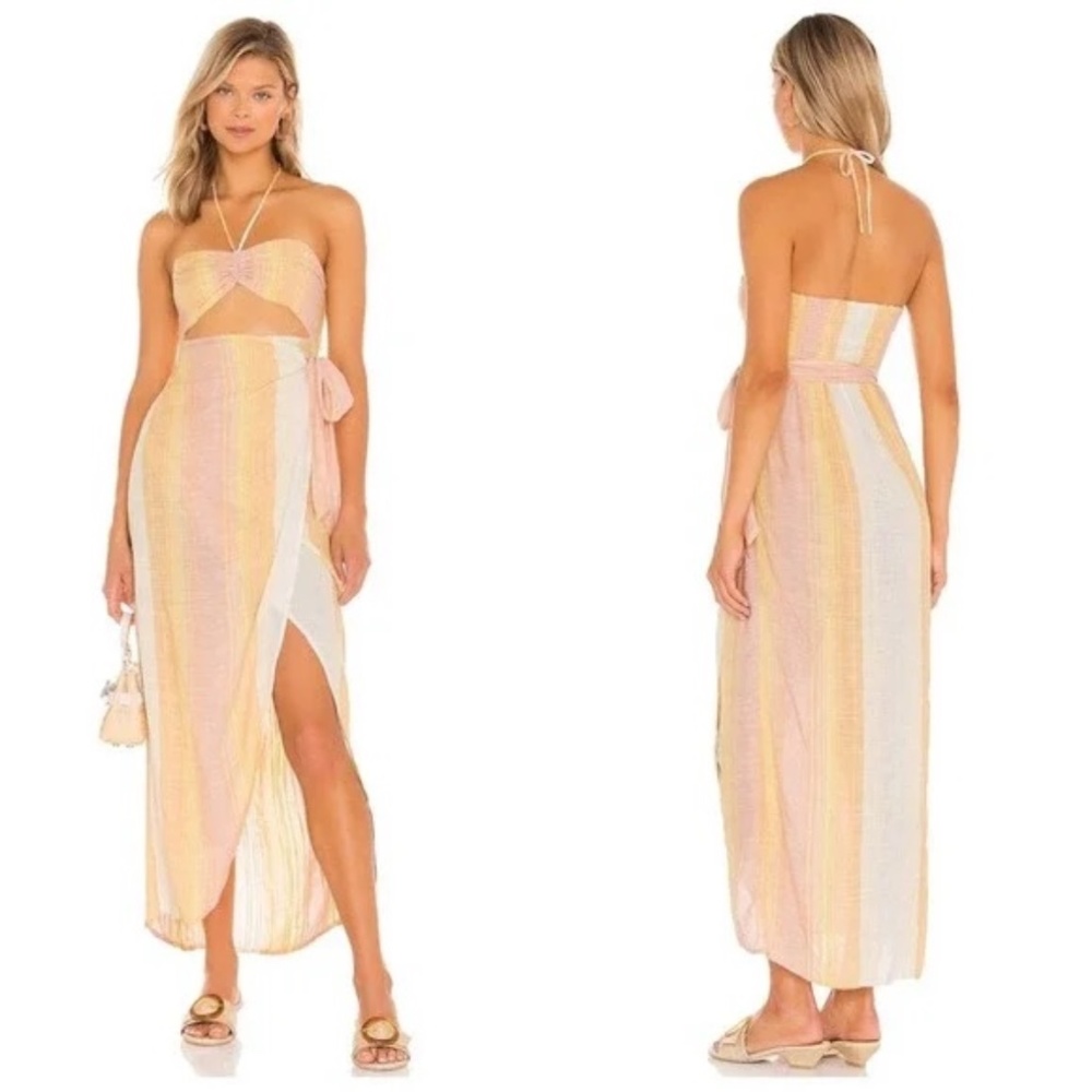 L*Space Solana Halter Dress Swim Cover-Up Ravelo Stripe Size XL - NWT